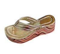 Generisch Elegantes chanclas para mujer con plantilla gruesa suela antideslizante para una comodidad perfecta en la playa o en la vida cotidiana, dorado, 39 EU