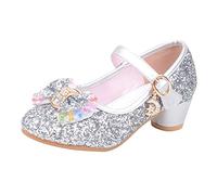 Generisch Elegantes sandalias de perlas para pequeñas princesas con adornos de cristal para decoración de lazos como zapatos cómodos para bebé, plata, 34 EU