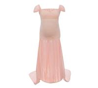 Generisch Embarazo Sesión de Fotos Props Hombro Sin Mangas Vestido De Maternidad Vestidos Festivos Para Mujer Tallas Grandes, beige, Talla única