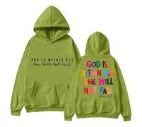 Generisch En 2024, la sudadera para mujer estará disponible con la inscripción "In God". La sudadera con capucha "Dios está en su corazón y ella no se caerá"., verde, M