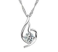 Generisch , Encantador collar con colgante de corazón "amor" púrpura zirconia cúbica para mujer colgante de soporte, plateado, Sin gemas