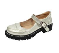 Generisch ene Zapatos Mujer Con Tacón Frontera Fuentes Boca plana Fondo grueso Hebilla colgante Zapatos individuales Zapatos de cuero Zapatos casuales Fitness Zapatos de mujer Negro, Blanco, 38 EU