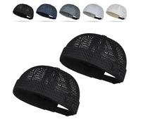 Generisch Enwokran Docker Cap Ajustable Seemannsmütze UV Dockermütze Sommer Hafenmütze Fischermütze Unisex Mesh Brimless Rolled Cuff Harbour Beanie Beanie, Breathable Mesh Cap (2 Pack), @01, talla