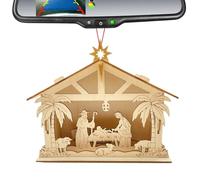 Generisch Escena de belén para interiores, decoración religiosa de Jesús de Navidad | Belén iluminado de madera | Para decoración navideña interior exterior casa jardín