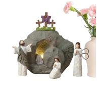 Generisch Escena de Pascua - Placa religiosa cristiana de resina | Juego de belén de Pascua para la fe, para decoración de primavera, hogar cristiano, iglesia