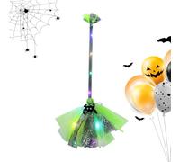 Generisch Escoba de bruja decoración: con iluminación LED para cosplay, disfraz de Halloween, escoba de bruja como accesorio, para mujeres, niñas, estudiantes, casa de miedo, cementerio, fiesta, sala
