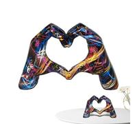 Generisch Escultura de manos de corazón - Resina S 18,5 x 8 x 12,5 cm L 24 9 15,5 cm | Figura colorida con gesto de amor, decoración de mesa de arte pop | Estantería de boda hecha a mano para el salón