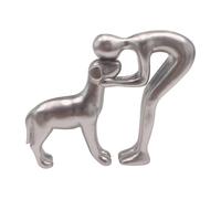 Generisch Escultura de resina de hombre y perro encantador para niños y mascotas, como decoración, accesorio elegante para el hogar para salón, dormitorio o estantería, objeto de arte creativo hecho a