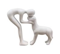 Generisch Escultura de resina de hombre y perro encantador para niños y mascotas, como decoración, accesorio elegante para el hogar para salón, dormitorio o estantería, objeto de arte creativo hecho a