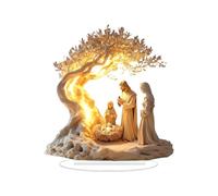 Generisch Escultura plana de acrílico, decoración de mesa 2D Belén de Navidad Estatua de acrílico para decoración del hogar, decoración de estatua plana escultura para sala de estar gabinete de