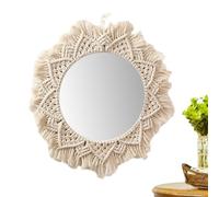 Generisch Espejo redondo Boho | Espejo colgante de cuerda tejida Boho | Decorativo redondo Boho - Decoración de espejo de pared colgante para apartamento, salón, dormitorio, dormitorio