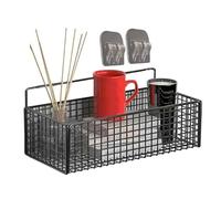 Generisch Estante de baño autoadhesivo, organizador colgante para tarros con drenaje, material de metal cuadrado con función de soporte resistente, puntos de venta únicos, cesta negra de 195 g