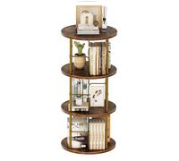 Generisch Estantería Giratoria de 360°, Librería Vertical, Estantería con 3 Niveles, Estante de Almacenamiento, Estante de Pie para Dormitorios, Oficinas y Salas de Estar, 45×45×97cm, Marrón Vintage