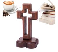 Generisch Estatua de cruz - Estatua religiosa de madera de madera, de iglesias de Cristo con un soporte | Para sala de estar, dormitorio, oficina, estante de pared, iglesia, fiesta, boda
