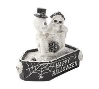 Generisch Estatua de esqueleto, figura de pareja gótica, diseño detallado de calavera, acabado duradero hecho a mano para decoración de Halloween, fiesta de salón, 4,92 x 3,15 x 5,31 pulgadas