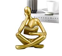 Generisch Estatua de Mujer Lectora Dorada - Estilo Abstracto, Figuras Pensadoras Para Estantes, Decoración Moderna del Hogar | Figuras De Libro De Lectura Doradas Para Estantes, Decoraciones De