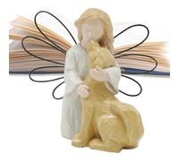 Generisch Estatua de perro abrazando niña - Figura de cachorro de ángel de resina conmemorativa pintada a mano | Regalo de condolencias para dueños de perros, decoración conmemorativa
