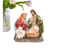 Generisch Estatuas religiosas | Belén Jesús Figura | Decoración navideña religiosa de resina para sala de estar dormitorio repisa escritorio