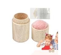 Generisch Estuche de madera para agujas de coser artesanal, 4 x 4 x 8,5 cm, grande, de madera natural, tapa magnética, almacenamiento seguro para 100 agujas, cojín Gefil