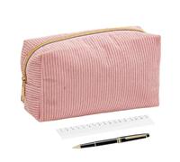 Generisch Estuche de pana 2 unidades 18 x 10,5 x 7,5 cm estuche escolar estuche escolar de pana de tela, lápices para niñas, estuche para escuela, oficina, niña, neceser de cosméticos y monedero, rosa