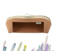 Generisch Estuche grande para lápices, organizador de piel transparente, 9,25 x 3,15 x 3,35 pulgadas con cremallera con gran capacidad para tijeras, reglas, borradores y notas, rosa, Siehe