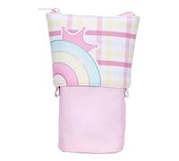 Generisch Estuche para lápices con barra de pie, bolsillo telescópico para lápices, soporte para bolígrafos arcoíris, estuche de papelería, organizador de suministros de papelería impermeable para