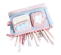 Generisch Estuche para lápices, diseño de dibujos animados, organizador de varios compartimentos, organizadora para marcadores, regla, notas adhesivas, escuela, uso diario, oficina, viajes