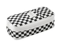 Generisch Estuche para lápices, estuche grande con doble cremallera, elegante caja de almacenamiento para escuela, estudio, suministros de arte, manualidades, dibujo, niños, negro y blanco, ver