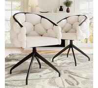 Generisch Exclusivo juego de 2 sillas giratorias de terciopelo con función giratoria de 360° para salón, comedor y zona de maquillaje, estilo moderno en color beige (45 x 44 x 77,5 cm, capacidad de