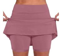 Generisch Falda activa para mujer con cintura media, prácticos bolsillos laterales como pantalones casuales de dos piezas, Rosa., L