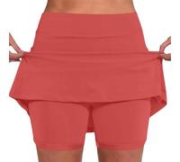 Generisch Falda activa para mujer con cintura media, prácticos bolsillos laterales como pantalones casuales de dos piezas, Rojo sandía, L
