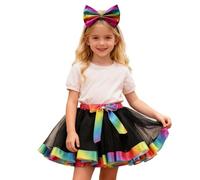 Generisch Falda de arco iris con tutú para fiesta de baile, falda de niña con cintura elástica, adecuada para ocio, escuela, actividades al aire libre, Negro , 2-4 años