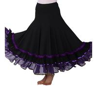 Generisch Falda de baile tradicional española para mujer con elegante patrón de capas fluidas para actuaciones, morado, Talla única