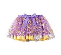 Generisch Falda de ballet para niña, disfraz de estrella, tul, falda de baile, leggins para niña, 92, morado, 5-8 años
