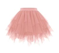 Generisch Falda de malla irregular de varias capas para mujer, cintura alta, corta, voluminosa, ovalada, longitud media, ideal para primavera, uso diario, oficina, vacaciones, Rd3, L