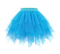Generisch Falda de malla irregular de varias capas para mujer, cintura alta, corta, voluminosa, ovalada, longitud media, ideal para primavera, uso diario, oficina, vacaciones, Bu2., L