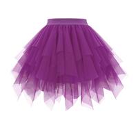 Generisch Falda de malla irregular de varias capas para mujer, cintura alta, corta, voluminosa, ovalada, longitud media, ideal para primavera, uso diario, oficina, vacaciones, Pp2, M