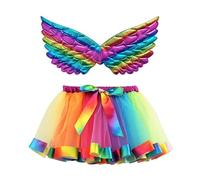 Generisch Falda de niña con parte superior desmontable para fiestas, carnaval, danza, tutú, disfraz de hadas, ideal para la escuela, excursiones a la playa, multicolor, 2-4 años