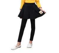 Generisch Falda de pantalón para niños pequeños con leggings sin pies, vestido con volantes para ropa cómoda de juego con falda de volante, Negro , 6-7 años