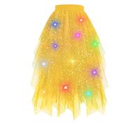 Generisch Falda de tul amarilla para mujer, midi irregular, amarilla amarilla, azul, disfraz de girasol, disfraz de abeja, tul multicolor, enagua de tul, tutú elegante, carnaval 50 S