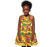 Generisch Falda de tul azul para niños pequeños, estilo africano, dashiki, estilo tradicional, sin mangas, cuello redondo, vestido de princesa Ankara, trajes de Halloween para niñas