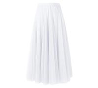 Generisch Falda de tul blanca para mujer, falda de tul en línea A, cintura alta, dobladillo de malla, falda larga de princesa, faldas largas, faldas maxi de un color, elegante, enagua oscilante, falda