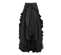 Generisch Falda de tul para mujer, estilo midi retro, con encaje gótico, Negro , M
