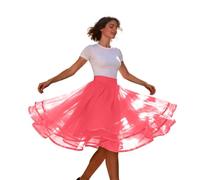 Generisch Falda de tul para mujer, rosa y rosa, enagua de hadas, enagua de ángel, disfraz de tul, falda larga, tutú de baile, falda rockabilly 51, falda midi de tallas grandes, línea A, falda de baile