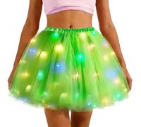 Generisch Falda de tul verde para mujer corta, verde turquesa, verde verde, disfraz de Campanilla, disfraz de hadas, tul con lentejuelas, tutú, minifalda para carnaval, cosplay de los años 50