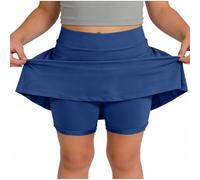 Generisch Falda deportiva con pantalones cortos, bolsillos para juego de porristas de tenis, tela elástica cómoda, azul, 10-11 años
