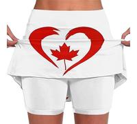 Generisch Falda deportiva para mujer con bolsillos laterales y braga integrada, falda casual de verano con estampado de bandera de Canadá para uso diario, Blanco, XXL