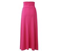 Generisch Falda larga para mujer con doble abertura, color liso, básica, dos aberturas laterales, talla 4 22, Rosa intenso., M