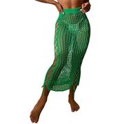 Generisch Falda larga para mujer de punto con cordones laterales en color discreto para una apariencia seductora, verde, M