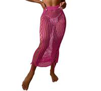 Generisch Falda larga para mujer de punto con cordones laterales en color discreto para una apariencia seductora, Rosa intenso., S